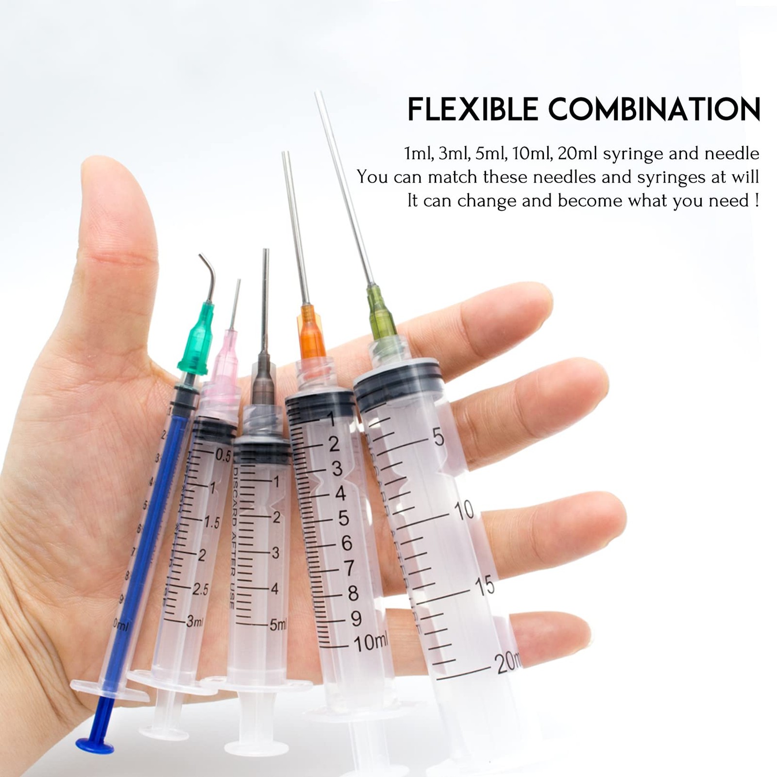 Glue Applicator Syringe with Blunt Tip Needle and Cap, for Liquid, Glue, Ink,