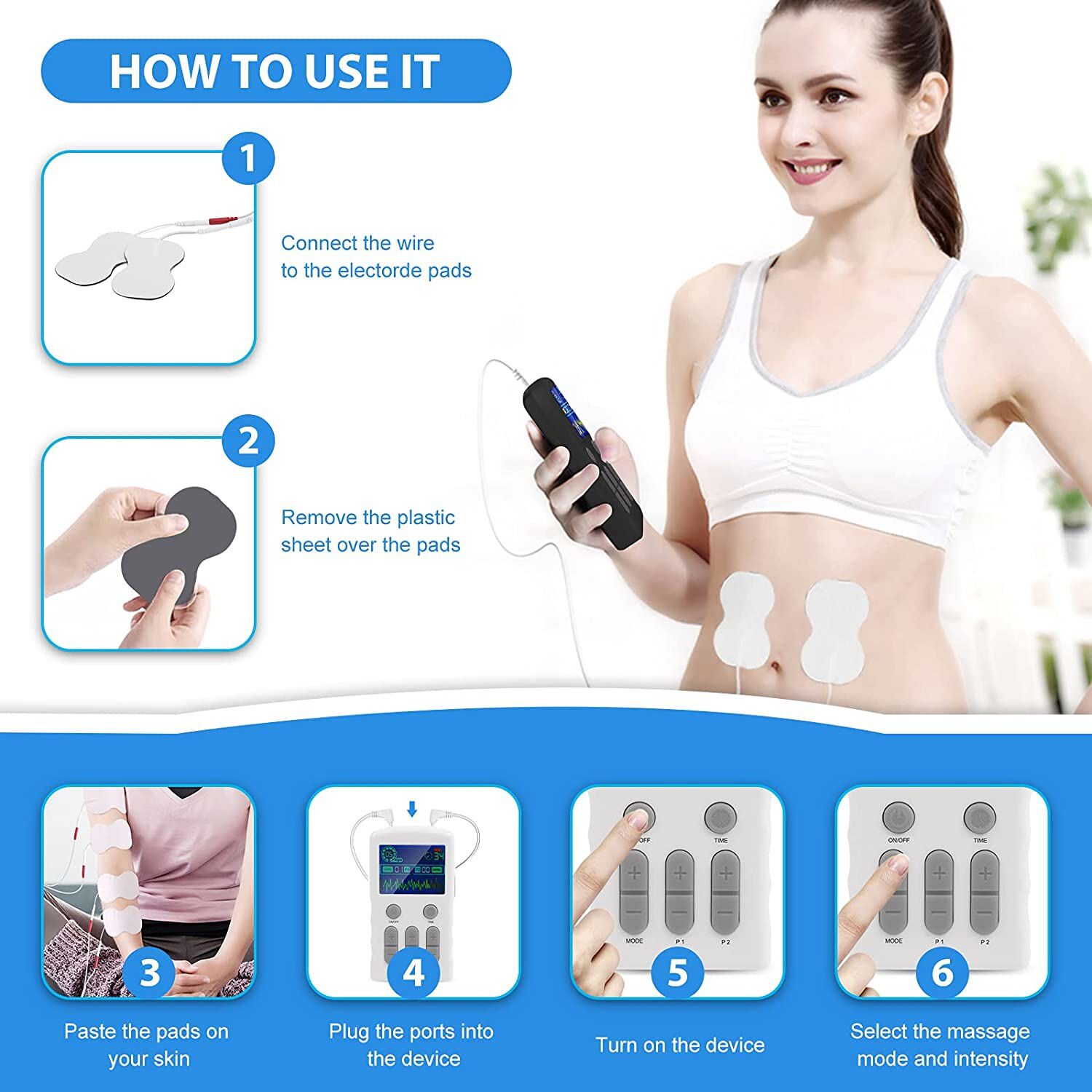 Electrical Stimulation TENS Unit Machine Muscle Massage OTC Therapy Pain Relief