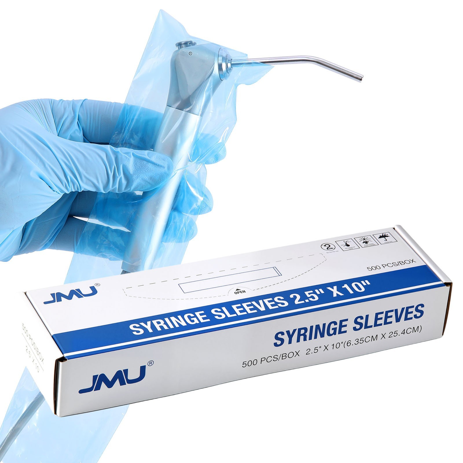 500/2500/5000PCS JMU Dental 3 Way Air Water Syringe Sleeve Cover 2.5”X10” Blue
