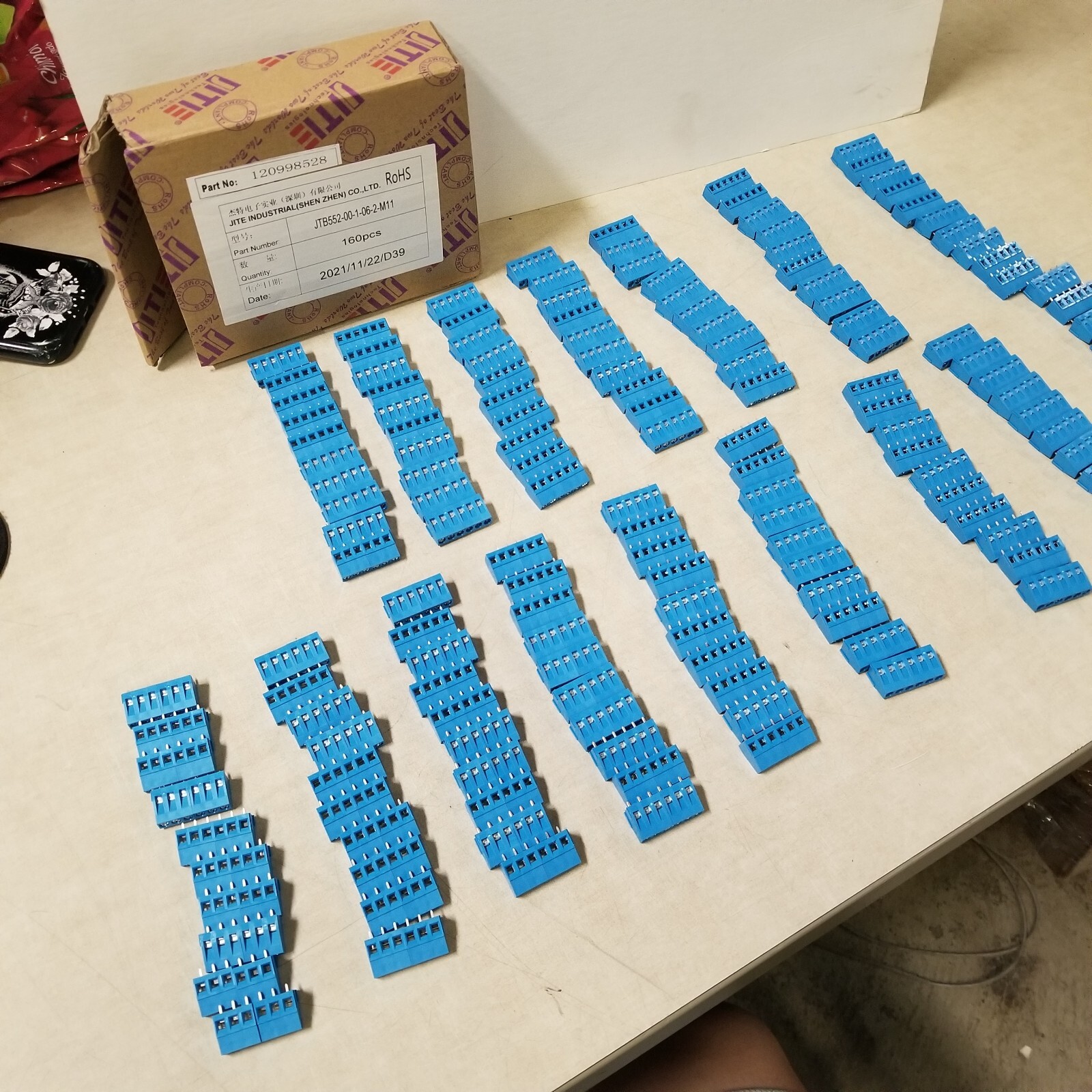 Lot Of 160 Jite Industrial JTB552-00-1-06-2-M11 Terminal Blocks