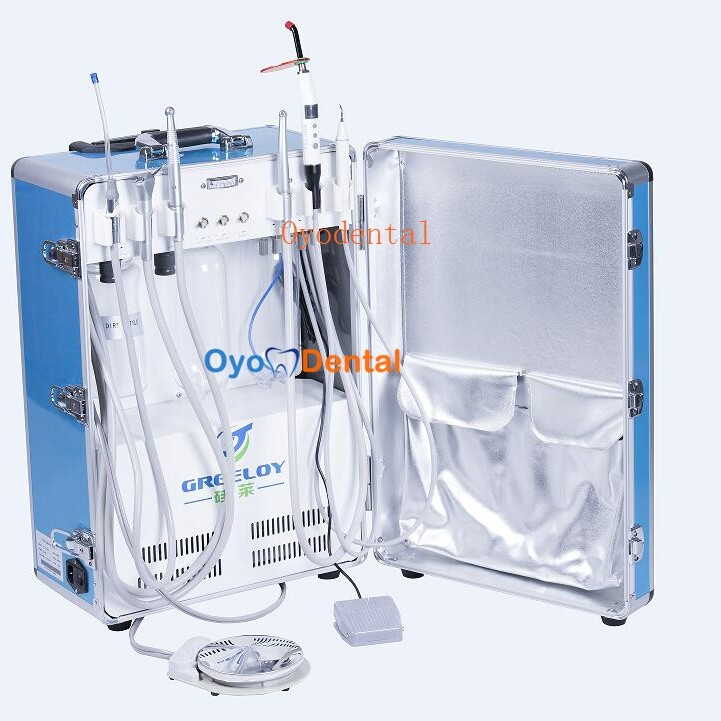 Greeloy GU-P206 Portable Dental Unit + Scaler + Curing Light + Handpiece Kit 4H