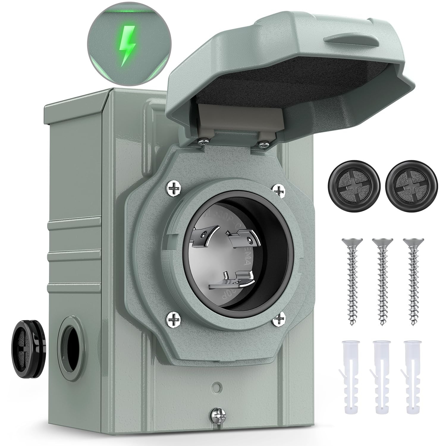 30 AMP Generator Power Inlet Box 125V NEMA L5-30P Waterproof Outlet for RV, Camp
