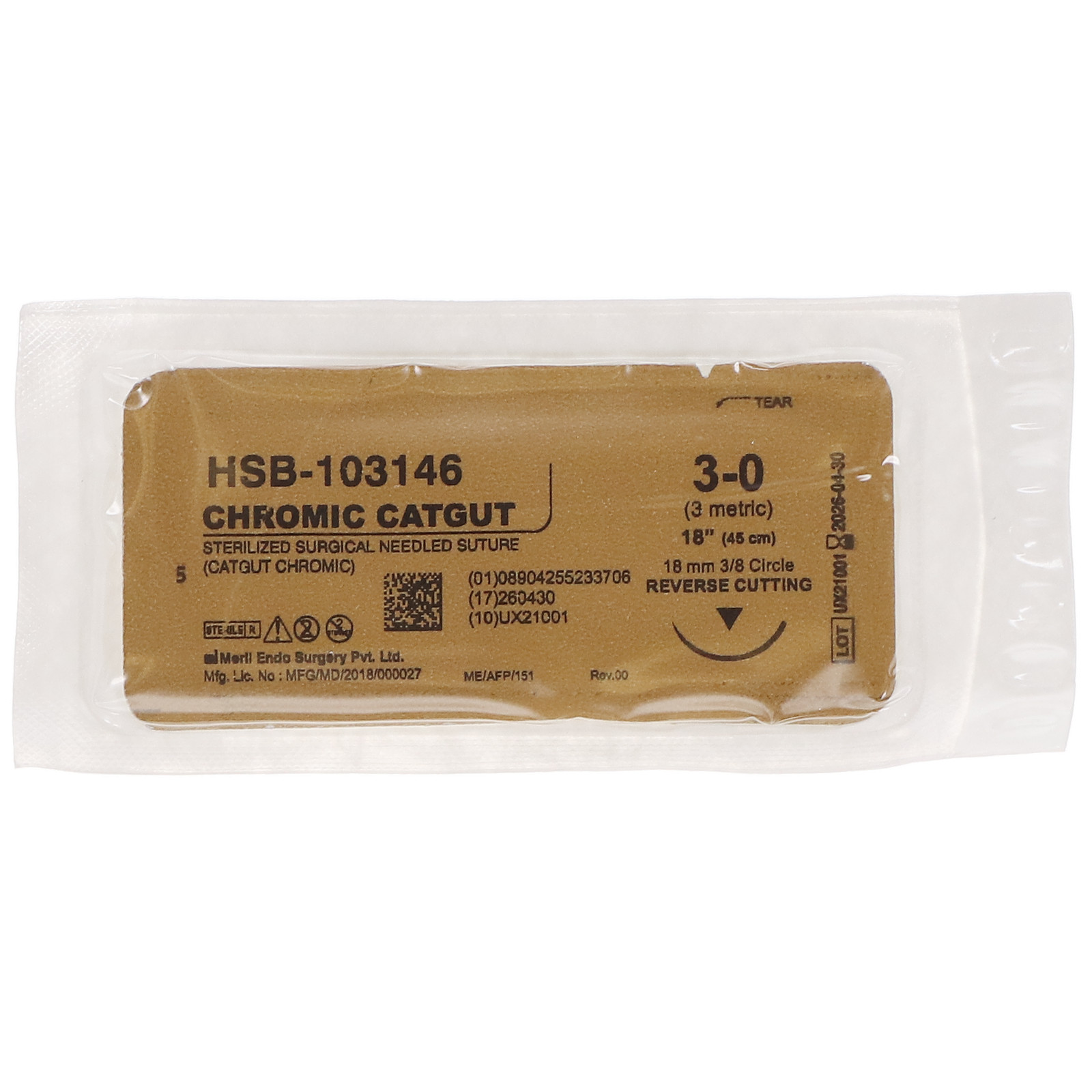 House Brand Dentistry 103146 Catgut Chromic Sutures C-6 3/0 18″ 12/Bx