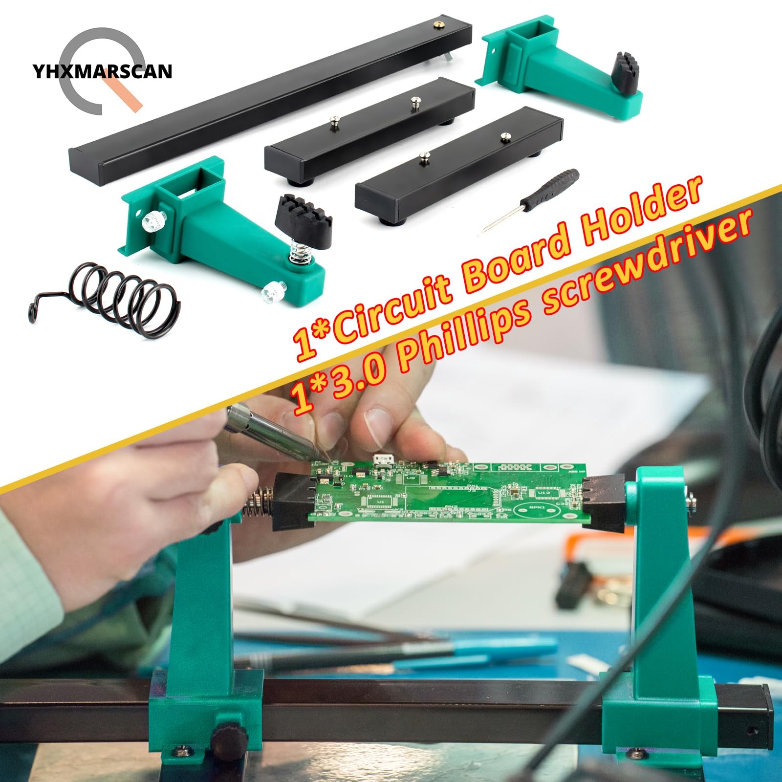 Adjustable PCB Holder Soldering Clamp for Circuit Board Blue and Green