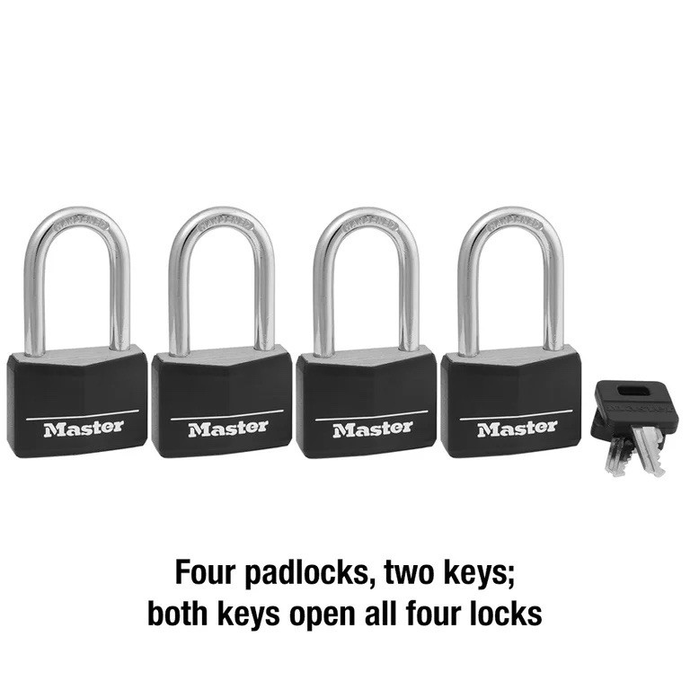 Master Lock 141QLF Covered Aluminum Padlock (4 PACK) Keyed Alike w/ Keys (NEW)