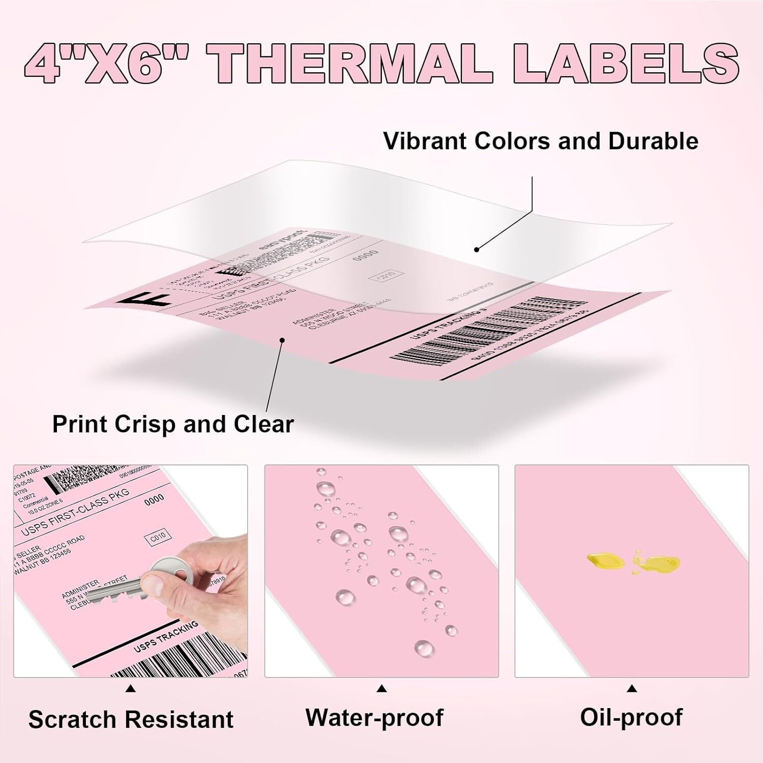 1000 4×6 Fanfold Direct Pink Thermal Labels for Zebra and Rollo Printers
