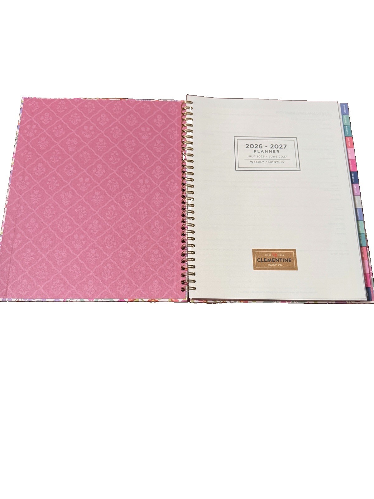 2027 Clementine 12 month Floral Planner July 2026-June 2027 11×9” Notebook Size