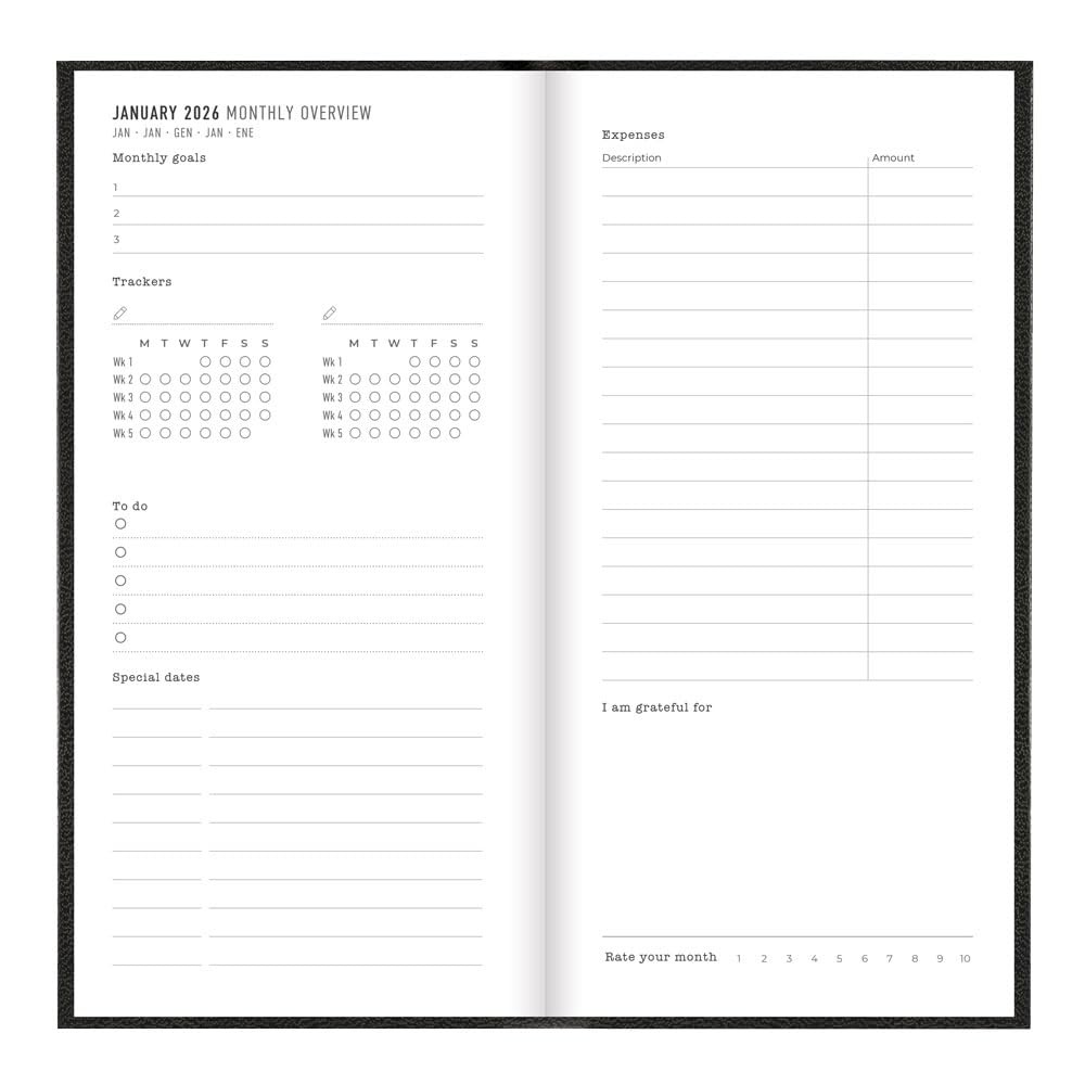 Letts of London® 2026 Principal Weekly Planner, 12 Months, Compact, Black