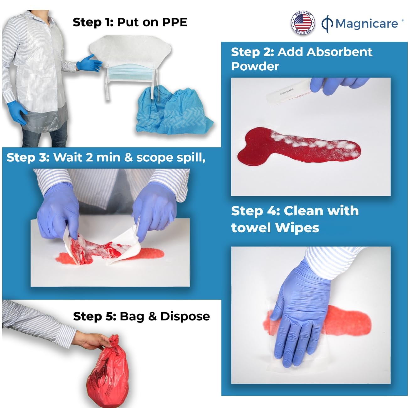 Vomit & Diarrhea Clean up Kit for Restaurant – Be OSHA Compliant| White