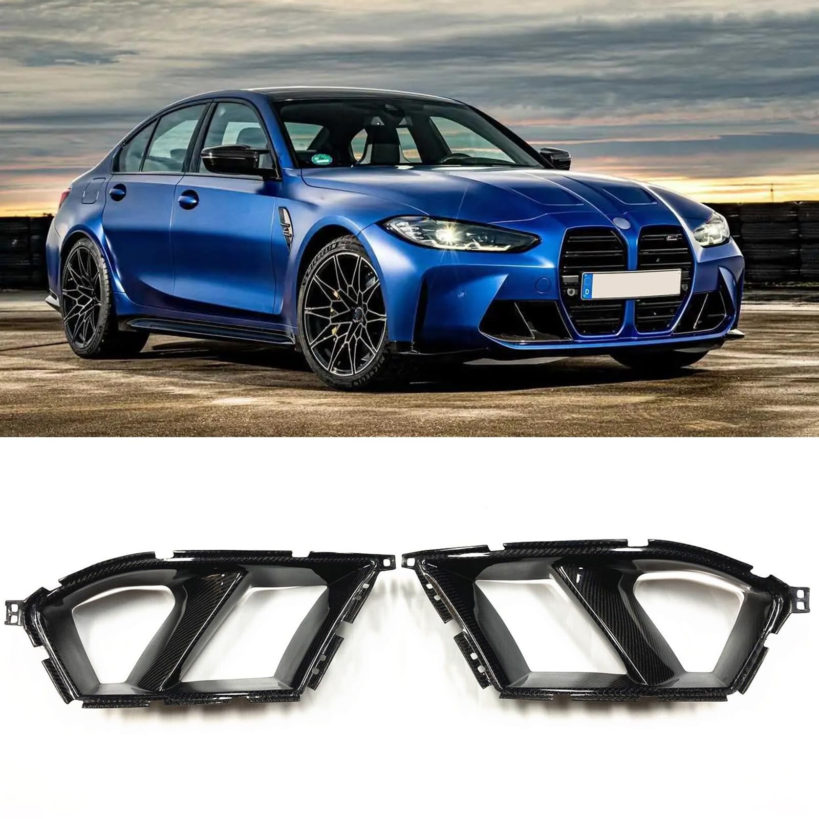 2PCS Front Bumper Air Vent Cover For BMW G80 M3 2021-2025 Carbon Fiber Style