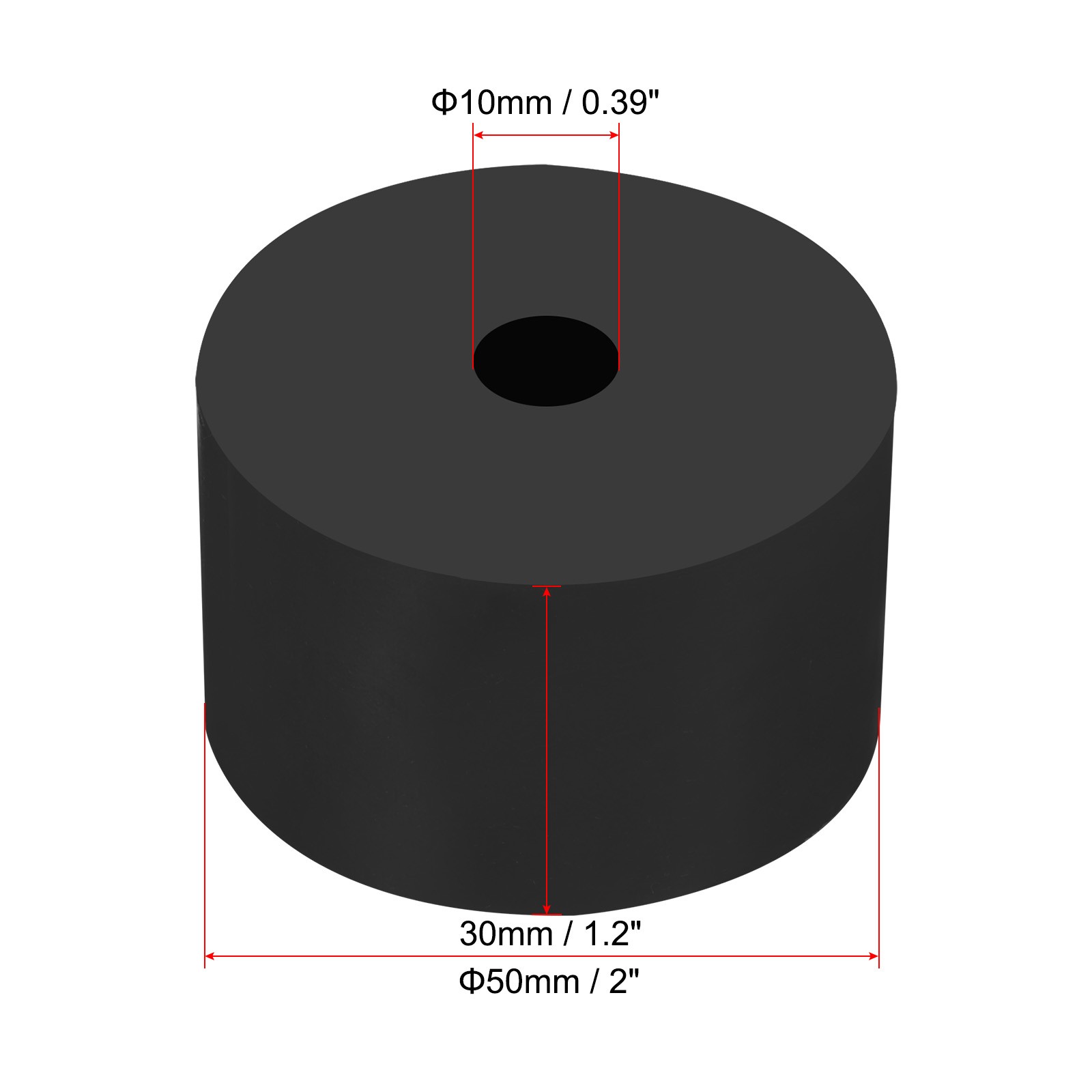 4Pcs Multi Purpose Rubber Spacer 2″ OD x 25/64″ ID x 1.2″ Thickness Black
