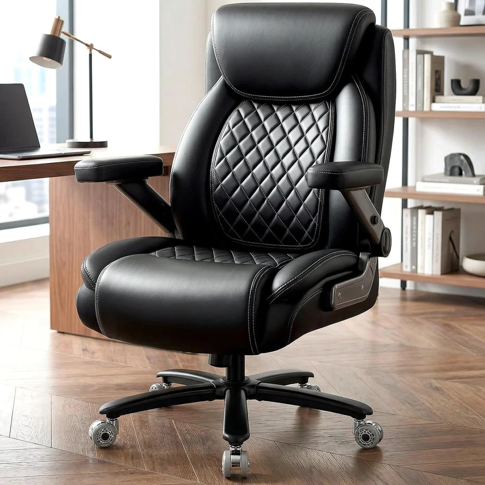 650lbs Big and Tall Office Chair Wide Heavy Duty Executive Chair w/ 5D Flip Arms