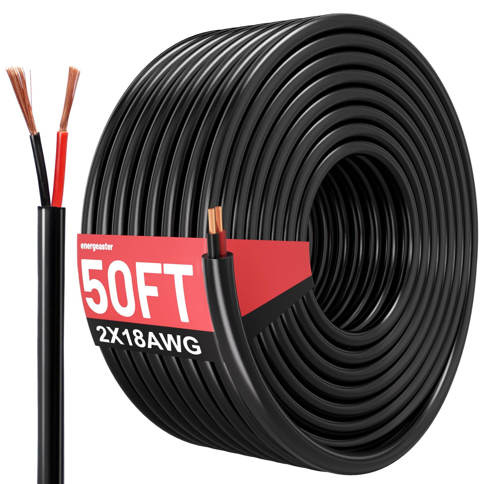 50FT 18 Gauge Wire 2 Conductor,18 AWG Copper PVC Cable,2 Core Flexible Extens