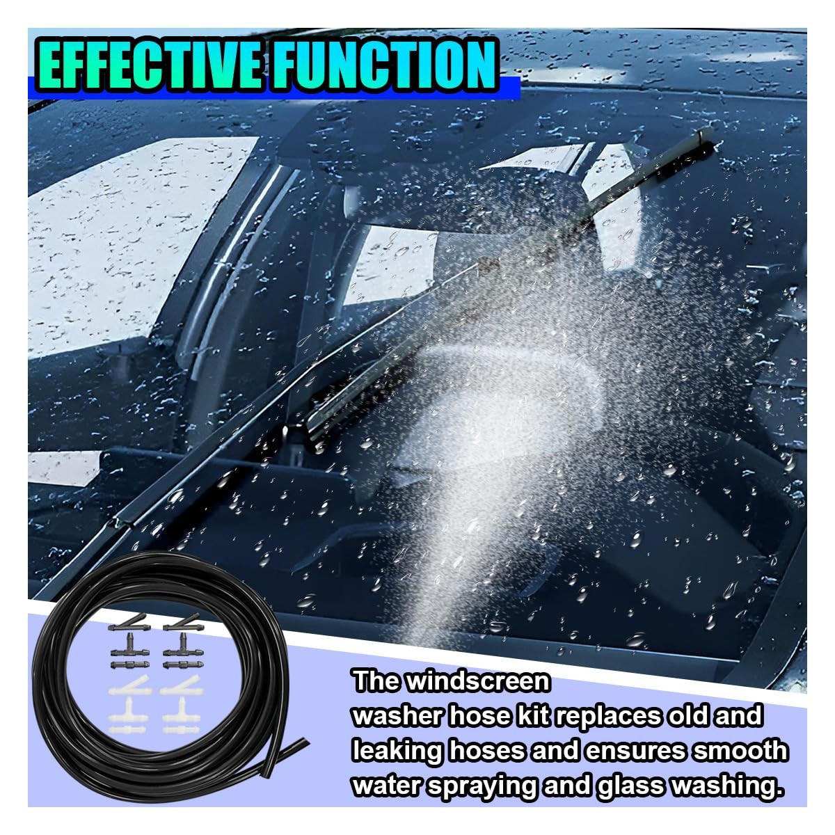 Windshield Washer Hose Kit, 4 Meter 157.48 x 0.17 inches, Black&White
