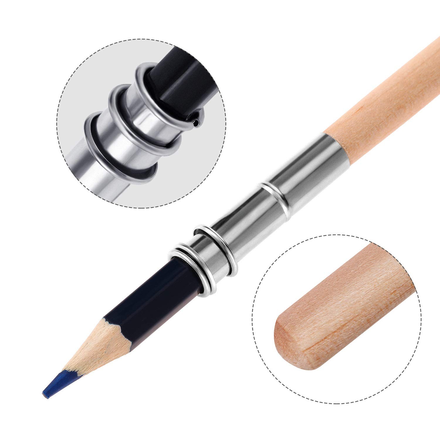 12Pcs Adjustable Pencil Extender Art Pencil Lengthener for Colored Pencil Crayon