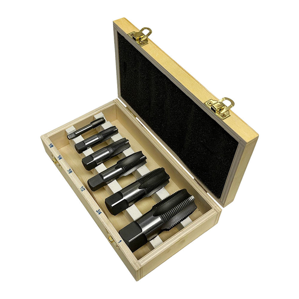 6 Pc Carbon Steel NPT Pipe Tap Set 1/8″,1/4″,3/8″,1/2″,3/4″,1″ Size Threader Set