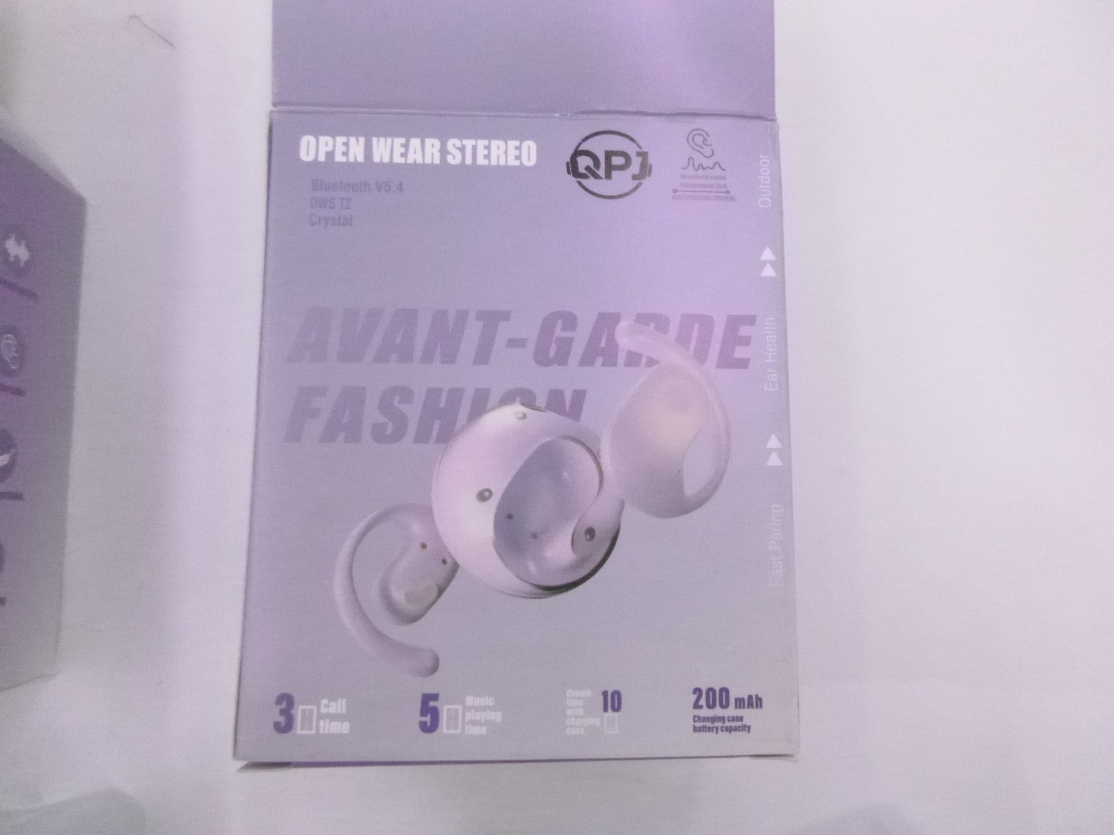 2 PACK QPJ OWST2 Open Ear Bluetooth Wireless Earbuds White