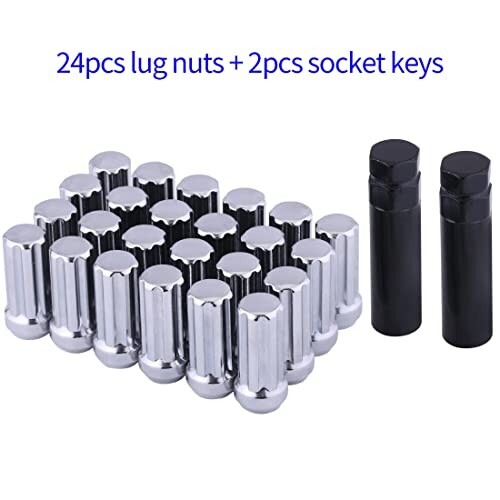 24 PC 14X1.5 Lug Nuts Chrome 7-Spline Compatible with Chevy GMC Aftermarket Whee
