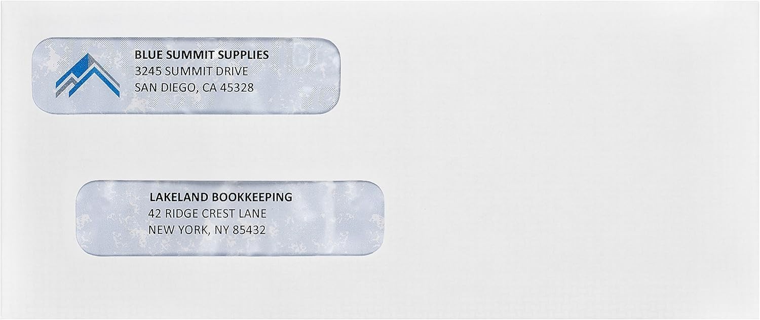 500 Count Double Window Security Check Envelopes for QuickBooks – Self-Seal