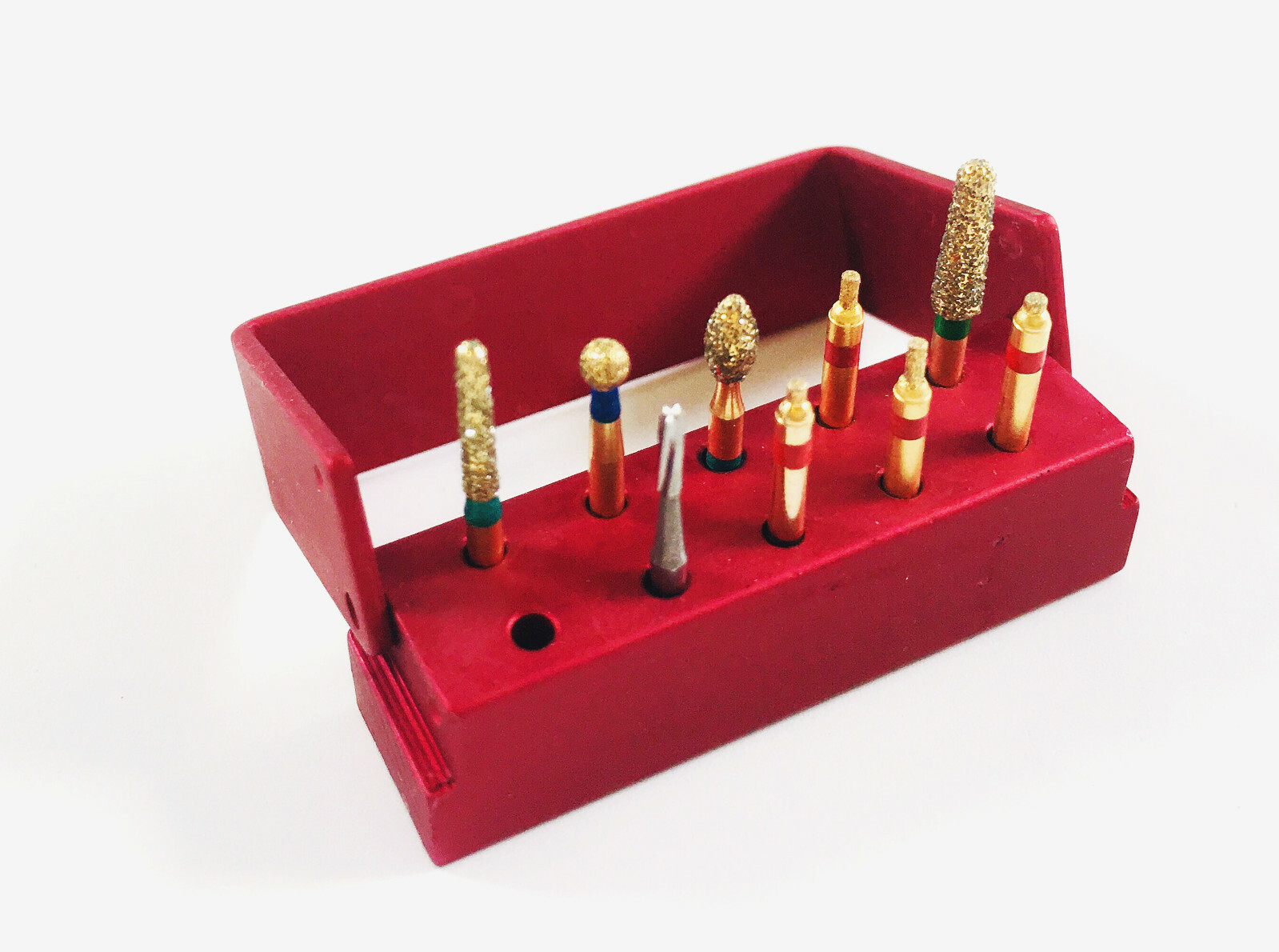Dental Golden Diamond Burs SS Handle For Polish Reverse Preparation Kit 9pcs/Box