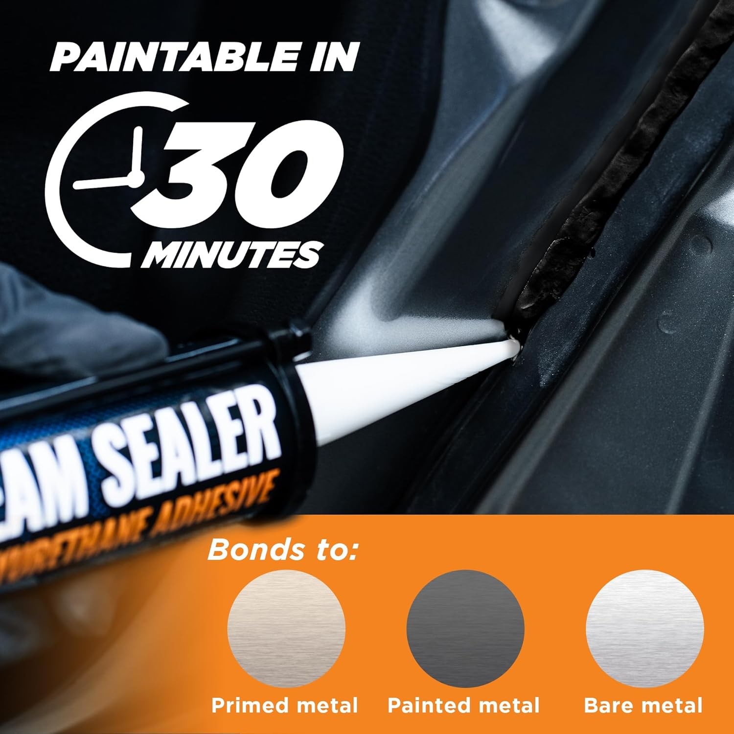 [Black] 2 Pack Professional Automotive Seam Sealer, Paintable Quick-Set Polyuret