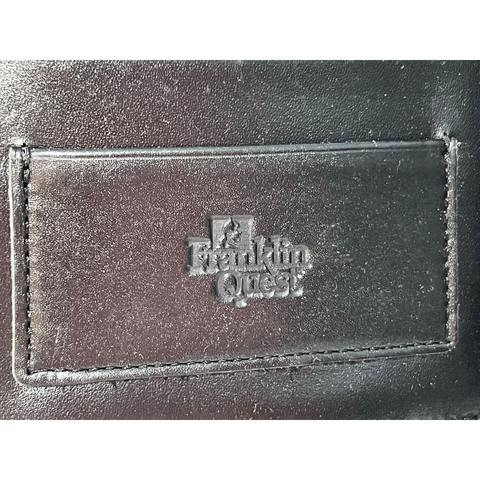 VTG Franklin Quest Black Leather Planner Binder 9.5”x11.5” Office Academia