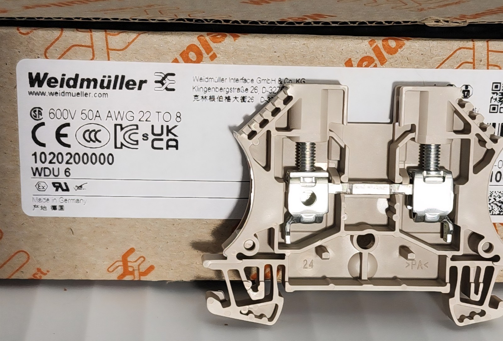 New 100Pcs Weidmuller Terminal WDU 6 1020200000 WDU6