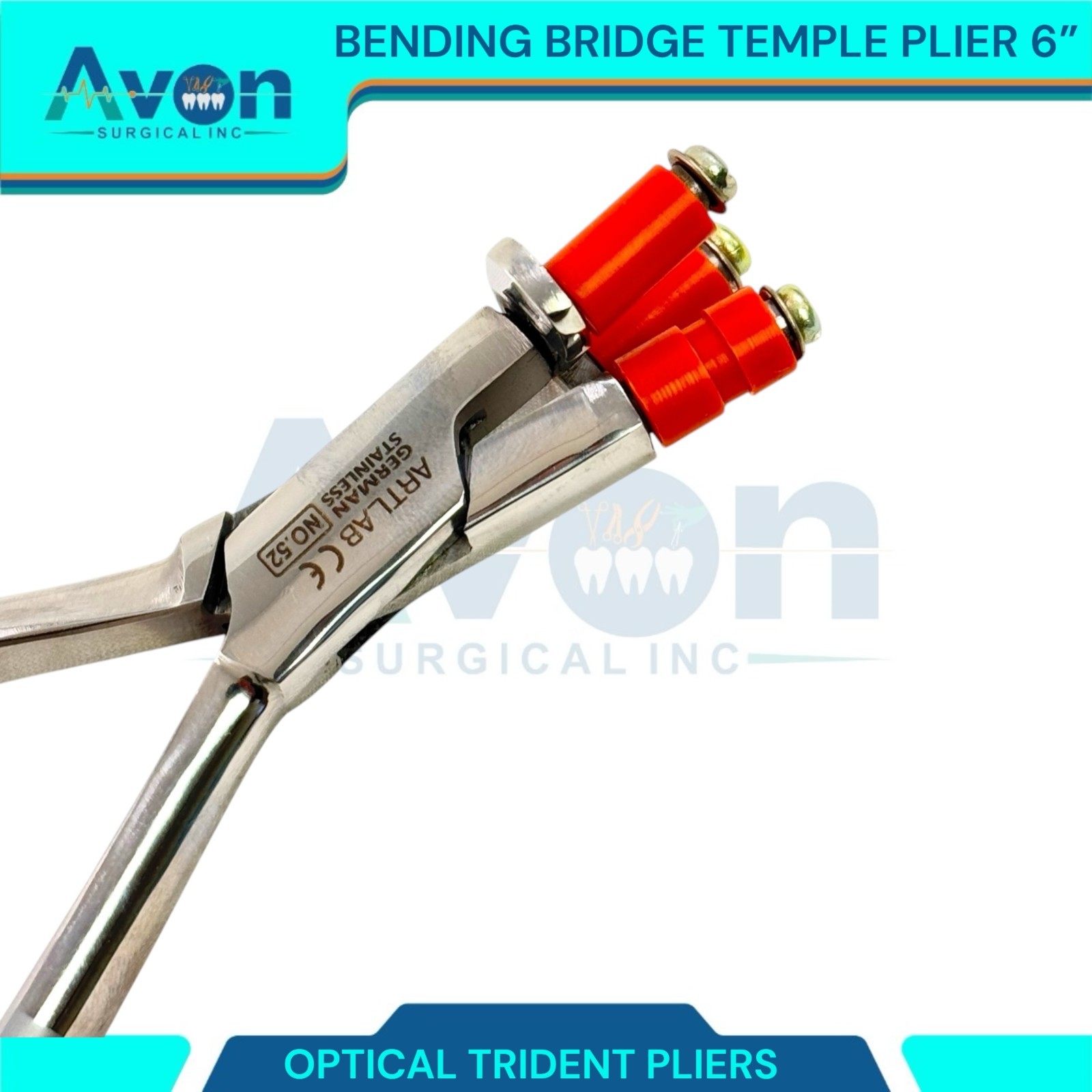 Non-Marring 3-Prong Optical Pliers 6″ – for Bending Frames, Temple, Bridge – 1pc
