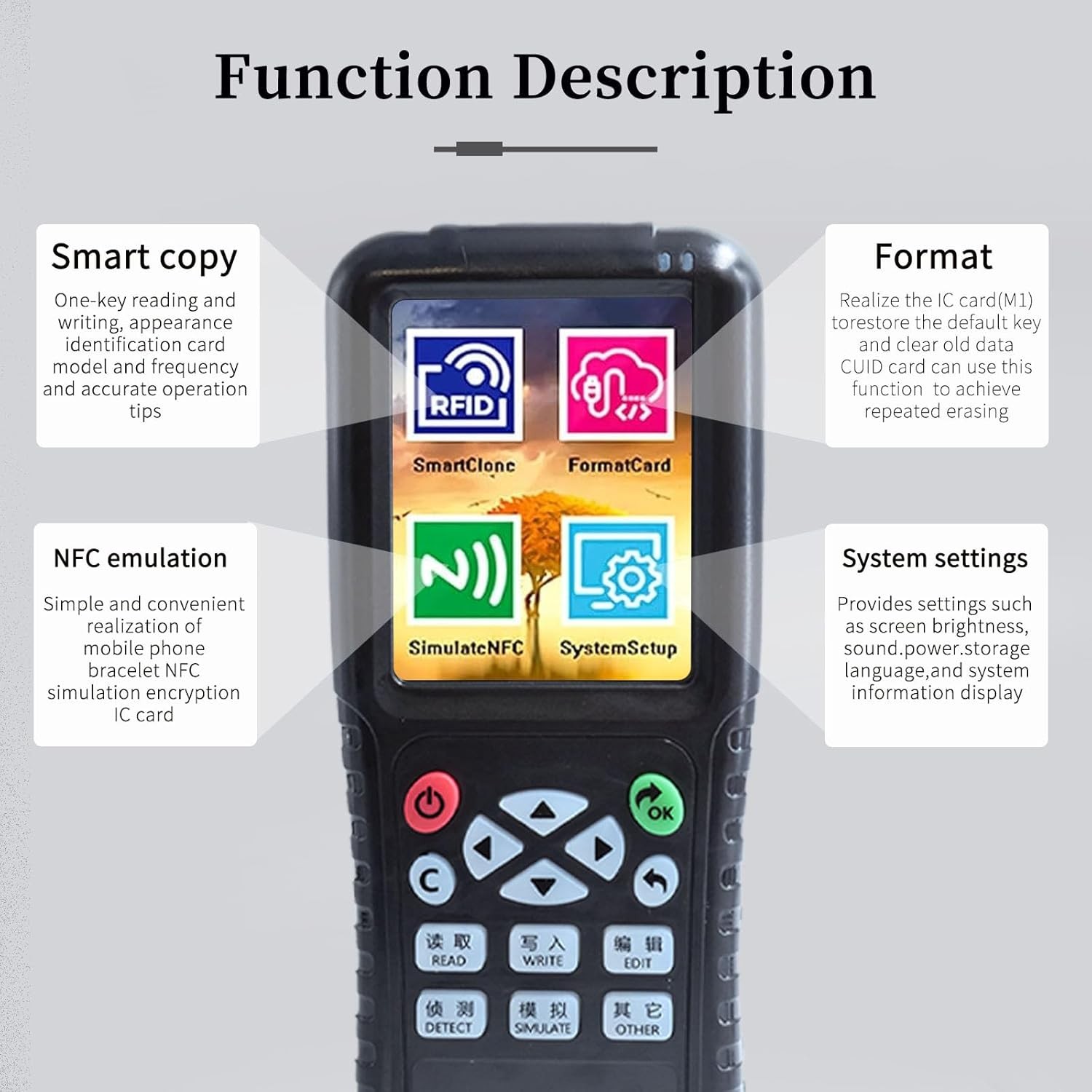 RFID Reader Writer X100 RFID Copier Multi-Frequency Smart Card Reader ID IC Elev