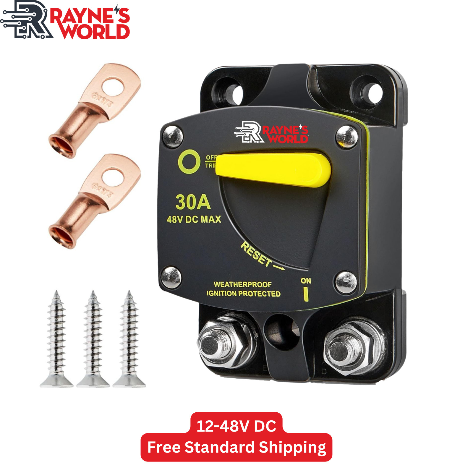 30-300 Amp 12-48V DC Circuit Breaker Heavy Duty Cars/Amps/Boats/Solar/Inverter