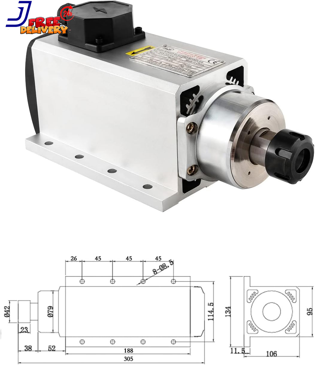 CNC Spindle Motor Kits 220V 4KW 4000W Air Cooled Spindle Motor Square CNC Spindl