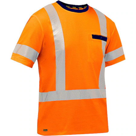 Bisley 313M1118x-O/5X Hi-Vis Short-Sleeve T-Shirt, 3, R, Cotton, Polyester,