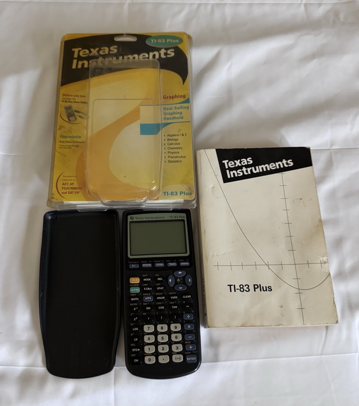 Texas Instruments Ti-83 Plus Graphing Calculator w/Cover And Manual