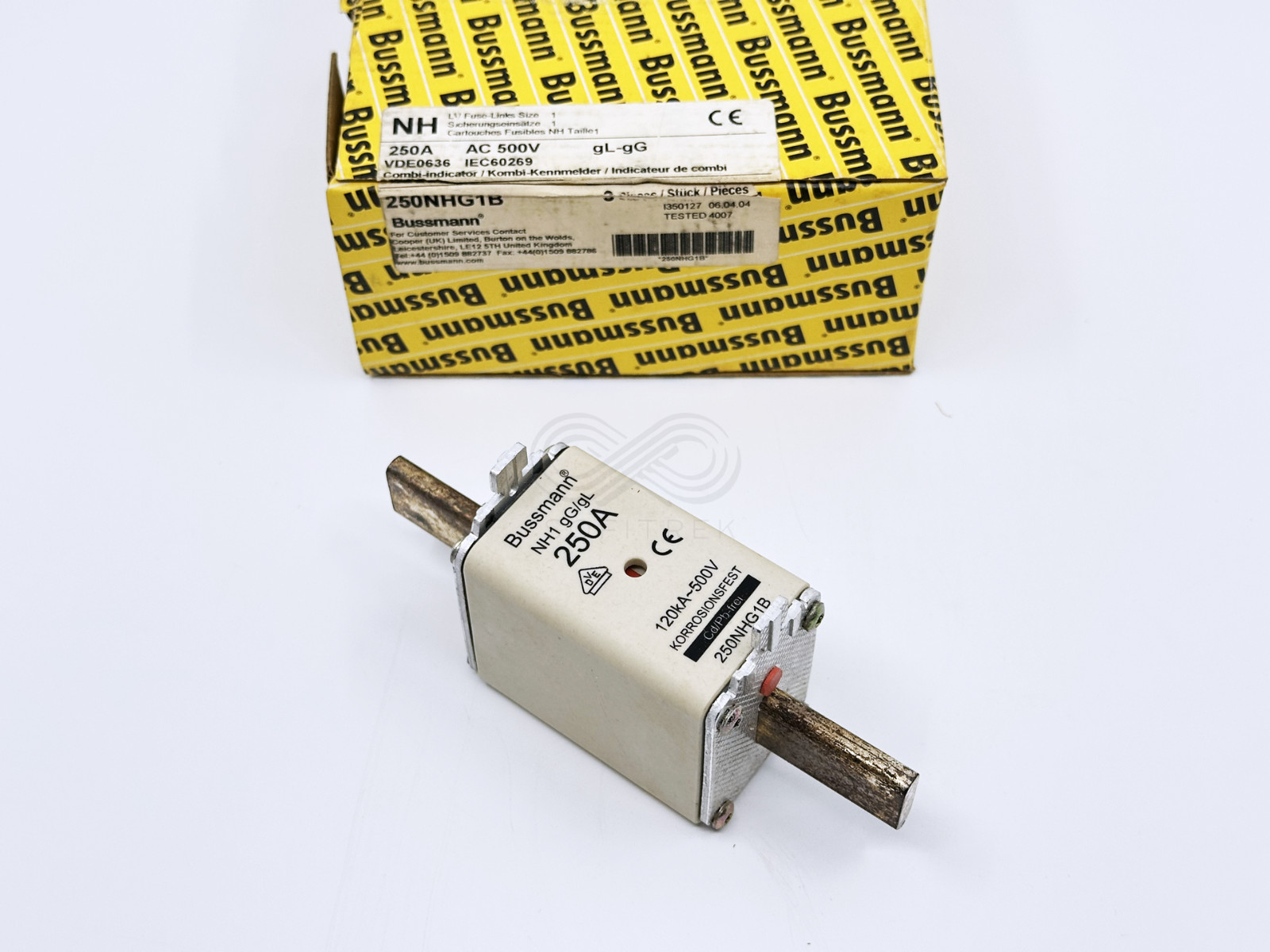 1X 250NHG1B Bussmann NH gG gL Fuse Link 250A 500VAC 120kAIC Blade End Indicator