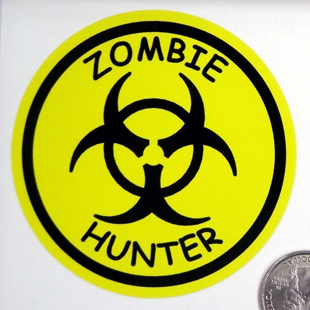 2 – Zombie Hunter 3″ Round Lunch Box Tool Box Car Bumper Sticker R100