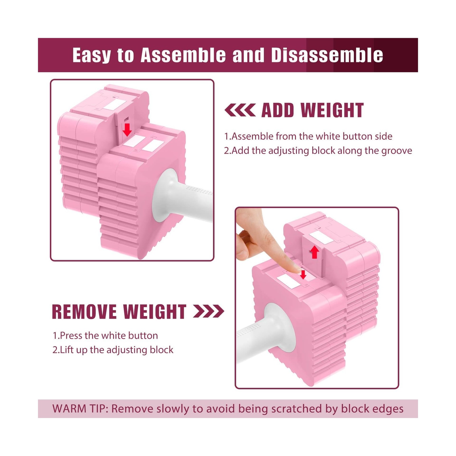 Adjustable Weight Dumbbells Set of 2, 3.4lb/5.7lb/8lb/10.3lb/12.6lb Each Hand…