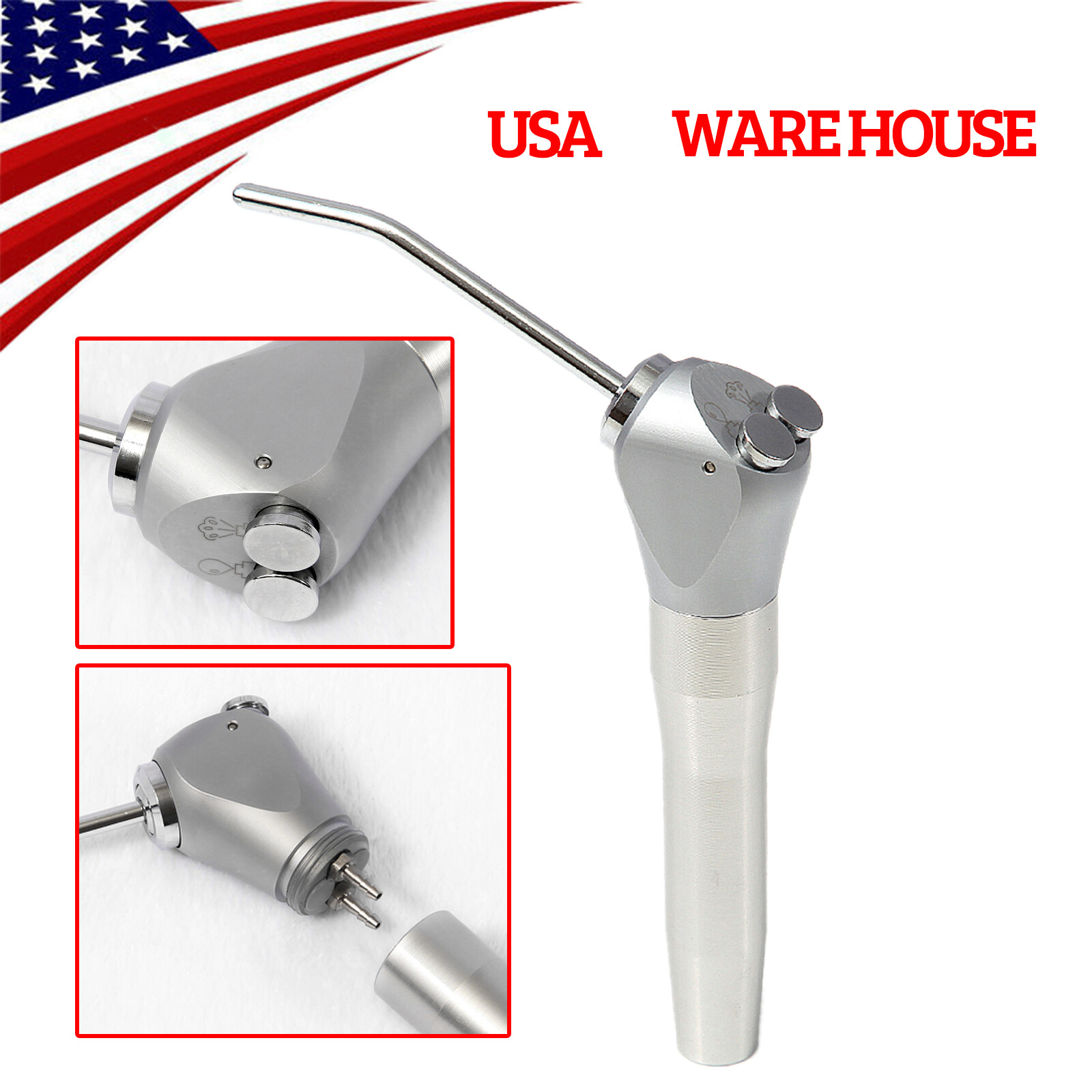 Dental Air Water Spray Triple 3 Way Syringe Handpiece w/ 2Nozzles/Tips/Tubes NEW