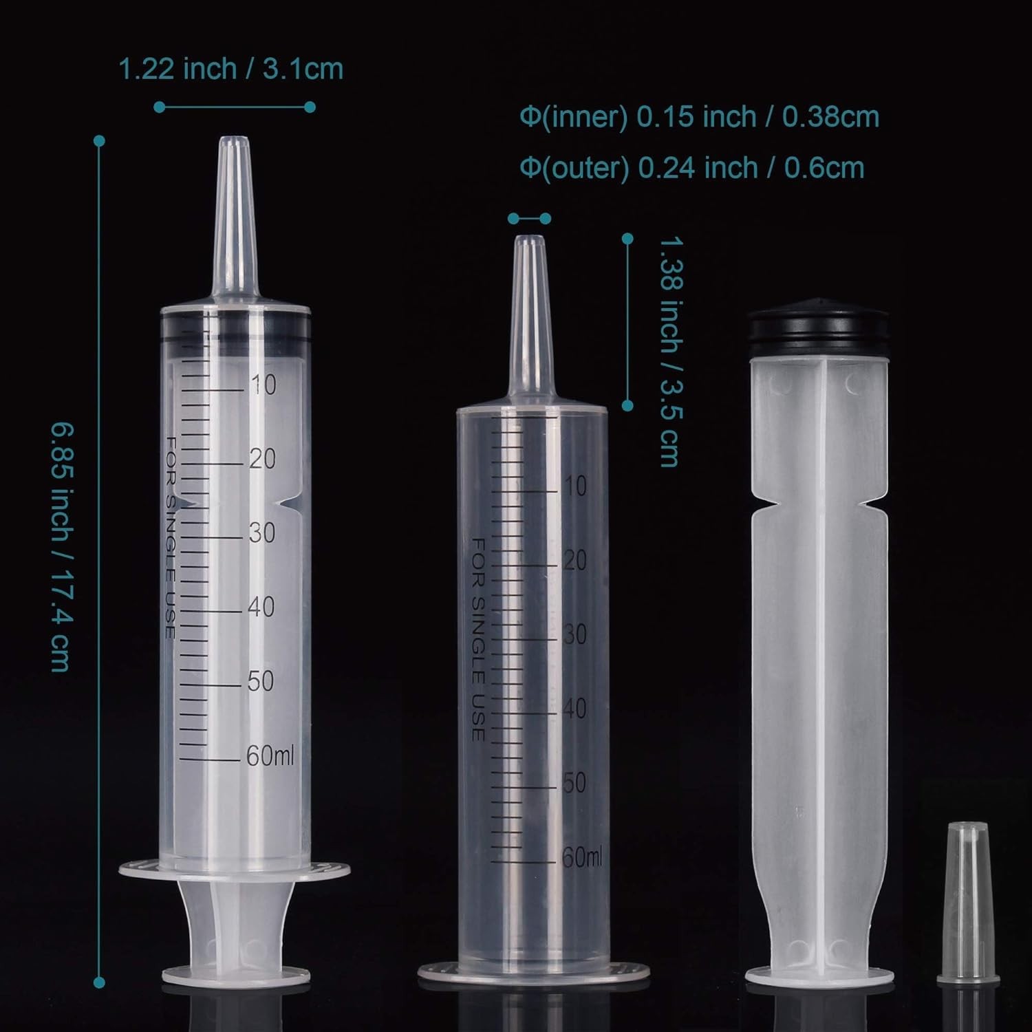 12Pack 60ml Syringe for Liquid – Large Plastic Syringes Without Needle for Jello