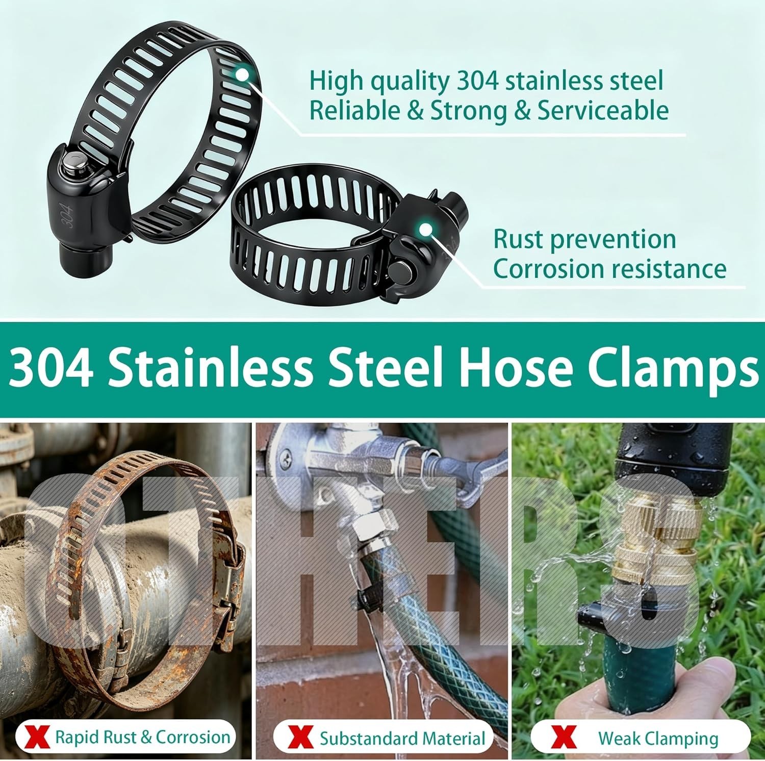 32PCS Stainless Steel Hose Clamps Kit 6-51mm Worm Gear Pipe Fuel Line Clamps