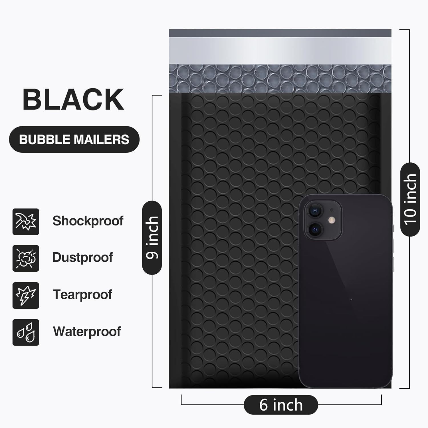 Black Bubble Mailers for Shipping 6×10 Inch 100 Pack