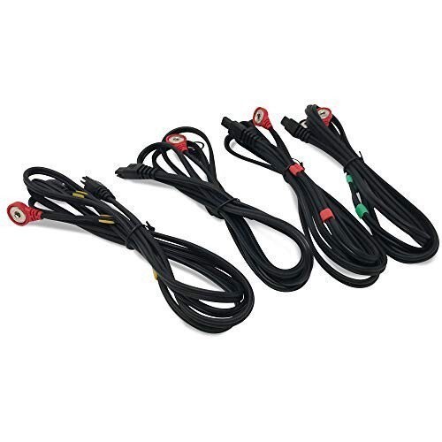 Compex Compatible Replacement Lead Wires, 4 Pack, with 3.5mm Snap connectors