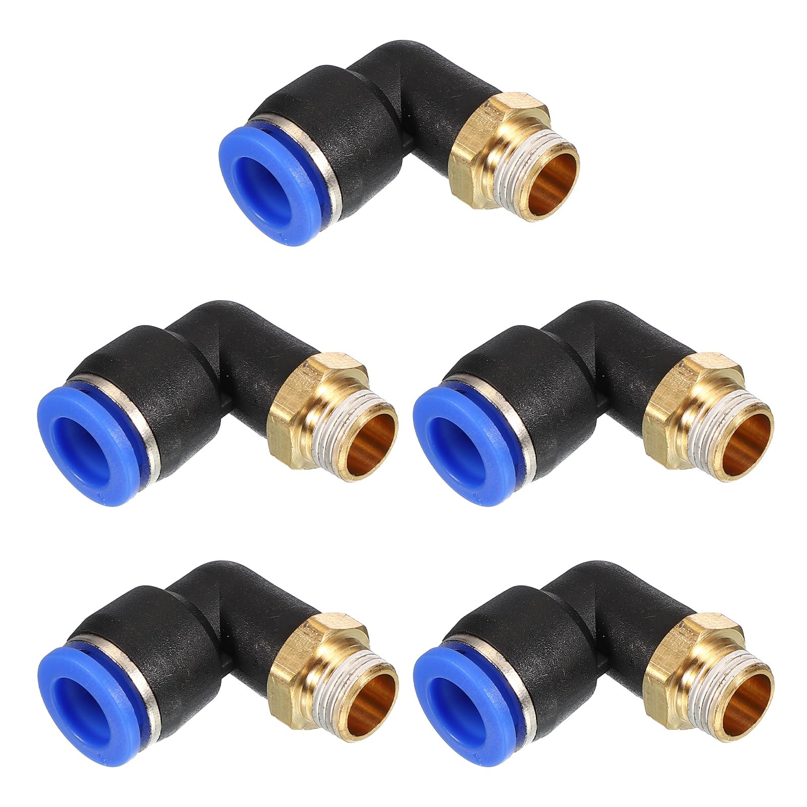 PATIKIL 1/8 Push to Connect Fitting 5 Pack PT Male Thread 90 Degree 8mmx1/8″PT