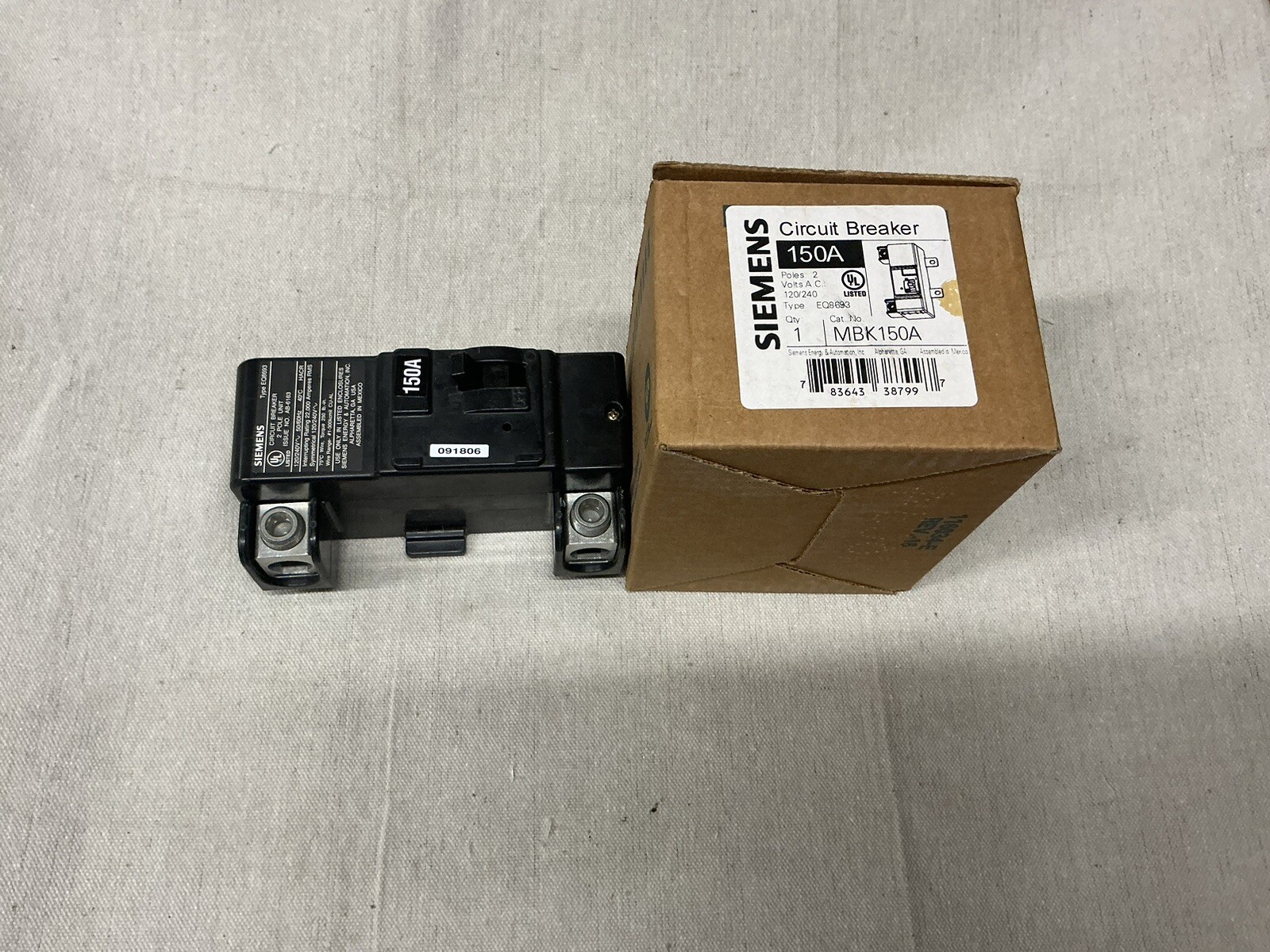 SIEMENS MBK150A MAIN CIRCUIT BREAKER 150 AMP 120/240 VAC 2-POLE NEW IN BOX