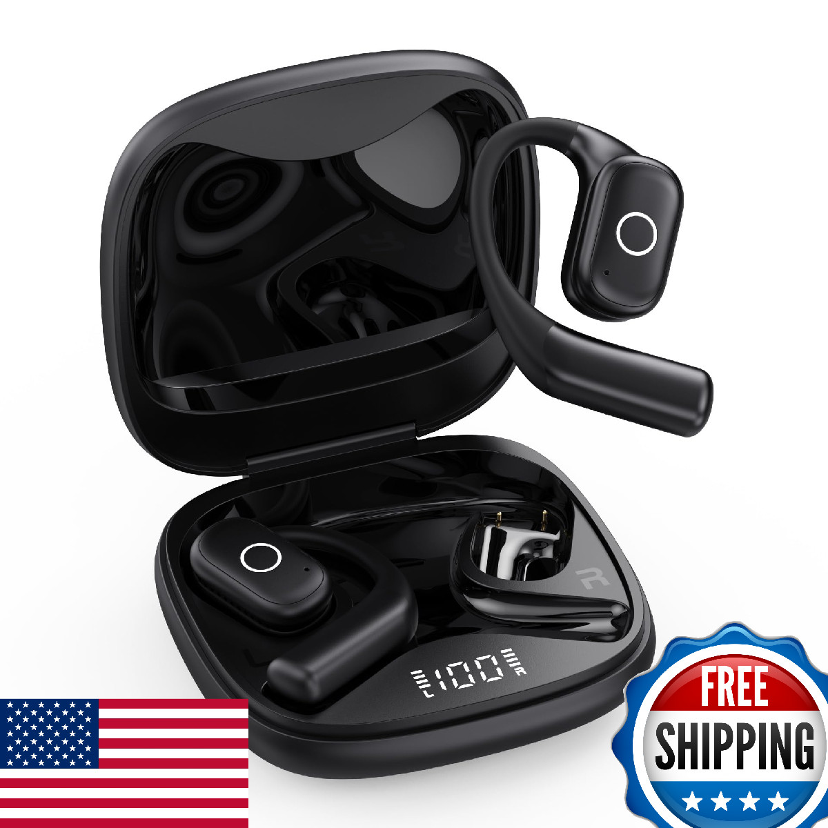 Open Ear Headphones Wireless Earbuds 80Hrs Playtime Bluetooth Ear Buds IPX7