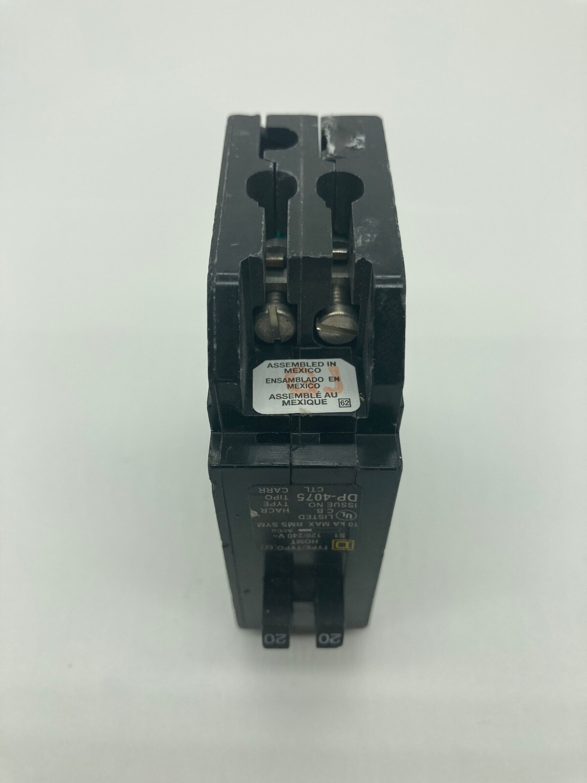 HOMLINE HOMT2020 Two 1 Pole 20 Amp 120V HOMT Tandem Plug In Twin Circuit Breaker