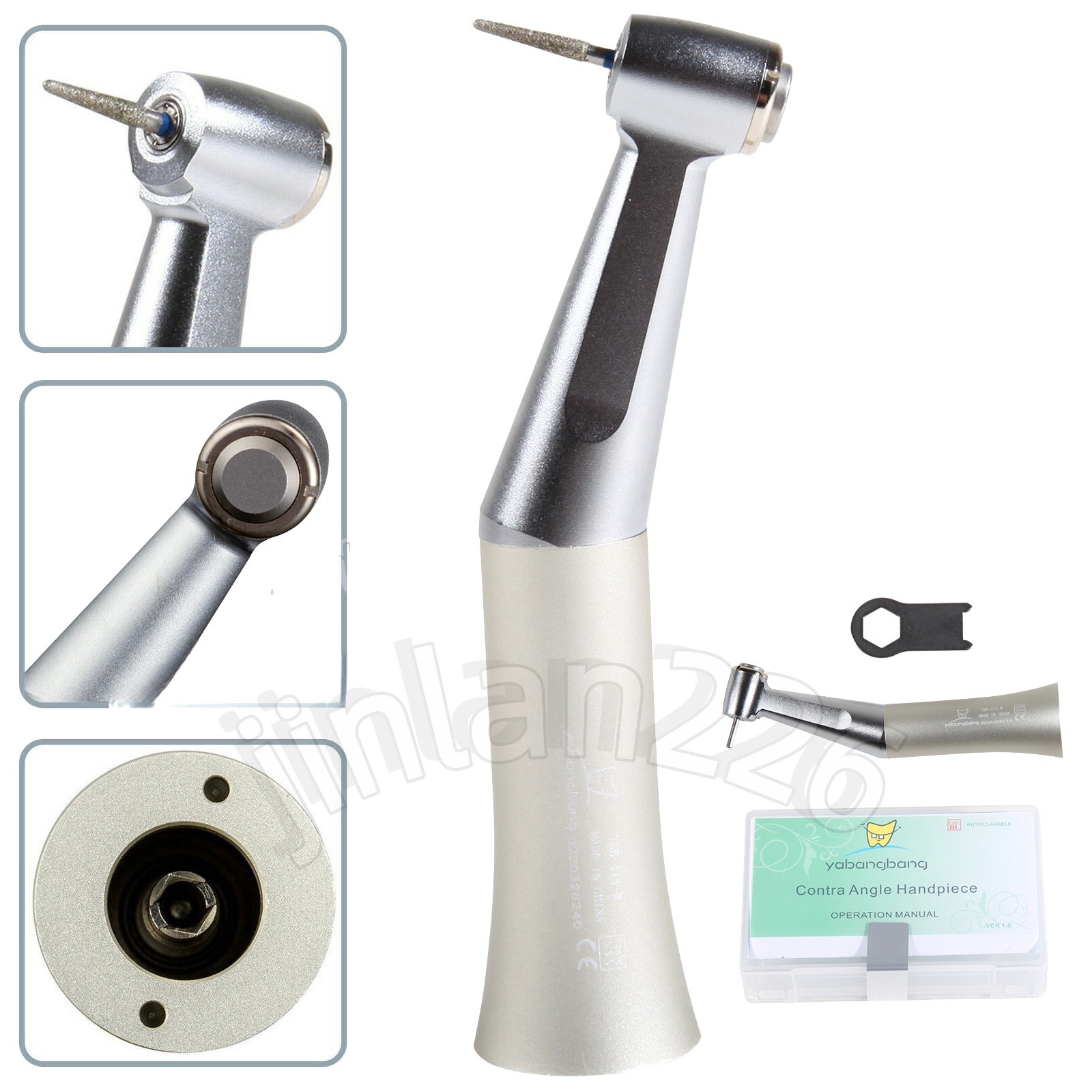 NSK Style Dental Contra Angle Low Speed Handpiece Push Button fit FG Burs 1.6mm