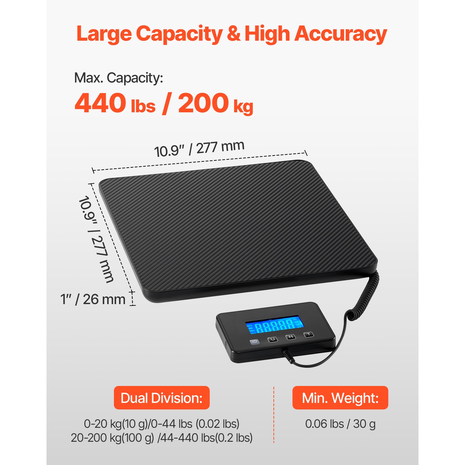 Uimoso 440 lbs Digital Shipping Scale with Dual Precision for Postal and Freight