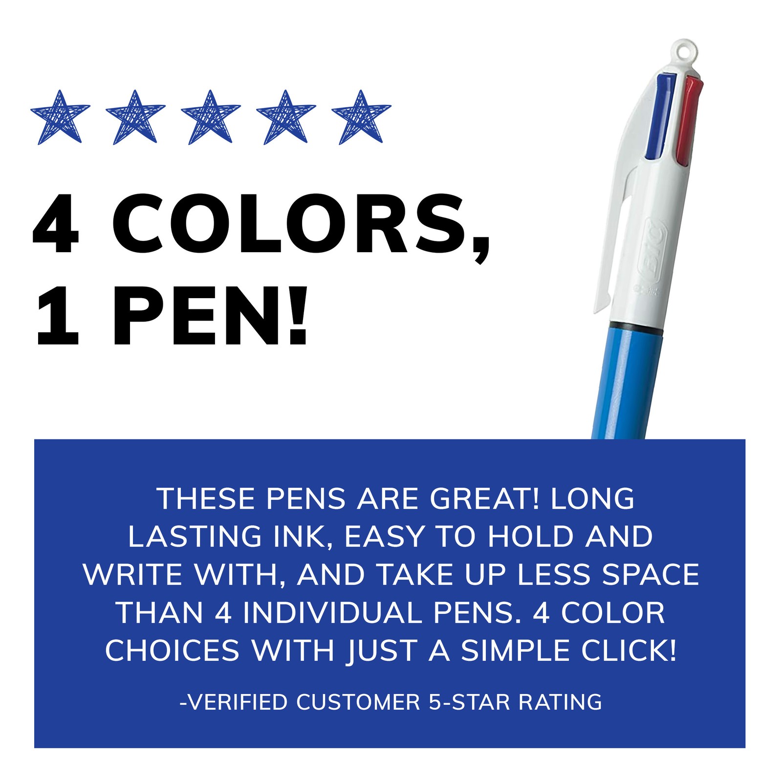 BIC 4-Color Original Retractable Ball Pen, Assorted, 12 Pack