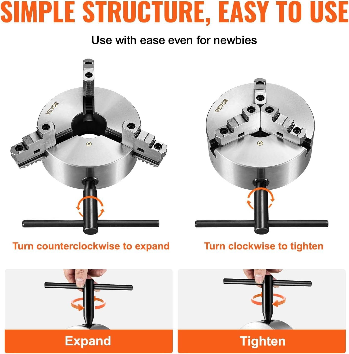 8» 3-Jaw Self-Centering Lathe Chuck for Precision Machining – HT300 Material