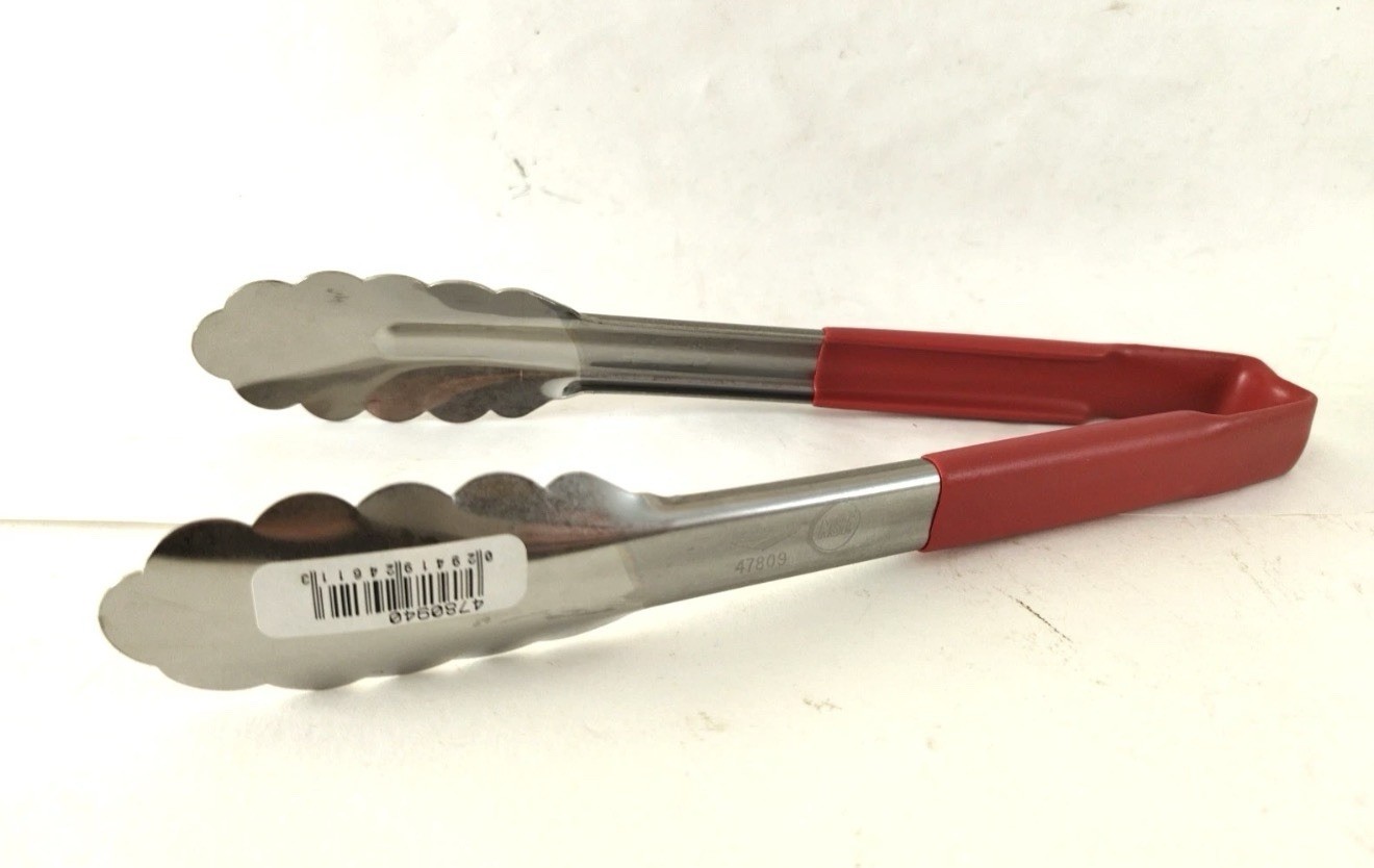 Vollrath 4780940 Stainless Steel Tong RED 9.5 in Scallop Grip Tongs BRAND NEW